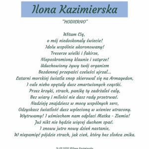 © Copyright: Ilona Kazimierska, 2020 Świadectwo o publikacji №120050506173